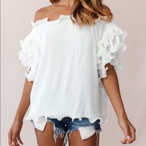 White Ruffled Top